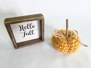 Mustard fall farmhouse decor crochet pumpkin