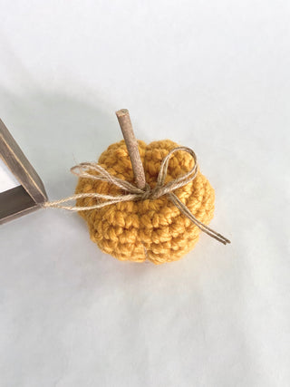 Mustard fall farmhouse decor crochet pumpkin