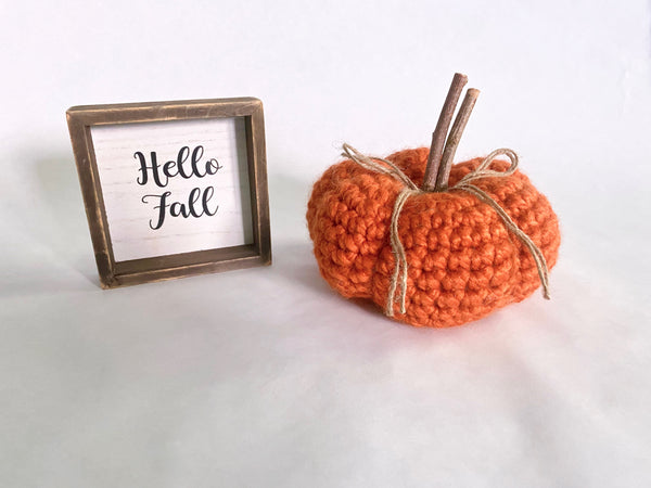 Orange fall farmhouse decor crochet pumpkin