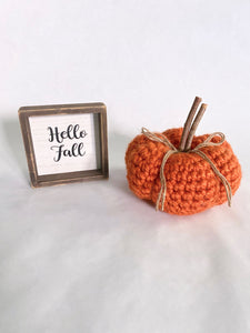 Orange fall farmhouse decor crochet pumpkin by Two Seaside Babes