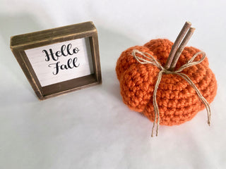 Orange fall farmhouse decor crochet pumpkin