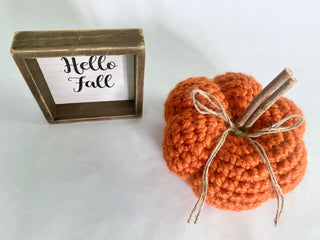 Orange fall farmhouse decor crochet pumpkin