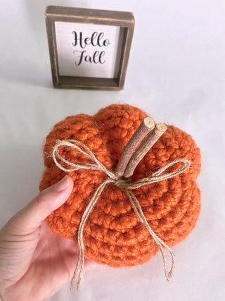 Orange fall farmhouse decor crochet pumpkin