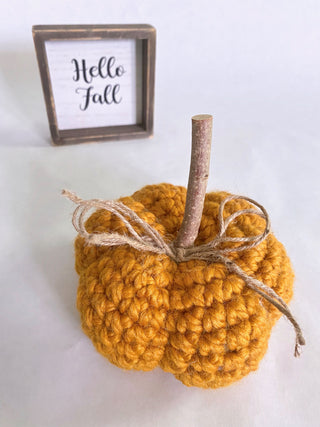 Butterscotch fall farmhouse decor crochet pumpkin by Two Seaside Babes