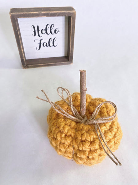 Mustard fall farmhouse decor crochet pumpkin by Two Seaside Babes