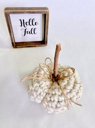 Wheat fall farmhouse decor crochet pumpkin by Two Seaside Babes