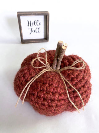 Pumpkin spice fall farmhouse decor crochet pumpkin by Two Seaside Babes