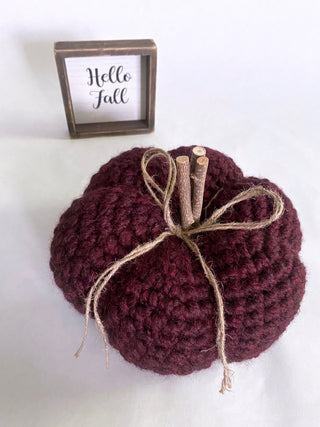 Red wine fall farmhouse decor crochet pumpkin