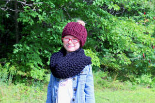 Red wine messy bun ponytail beanie winter hat