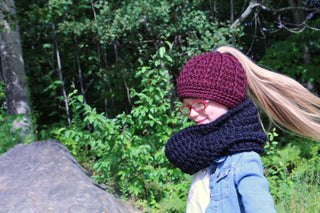 Red wine messy bun ponytail beanie winter hat