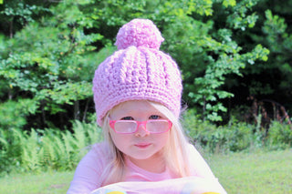 Bubblegum pink pom beanie winter hat