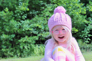 Pink blossom pom beanie winter hat