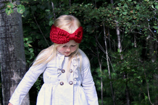 Cranberry red knotted bow winter headband