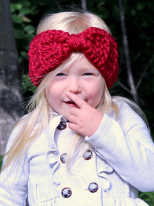Cranberry red knotted bow winter headband by Two Seaside Babes