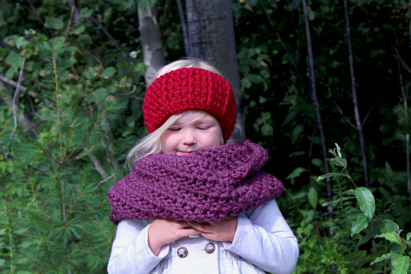 Purple plum infinity cowl winter scarf