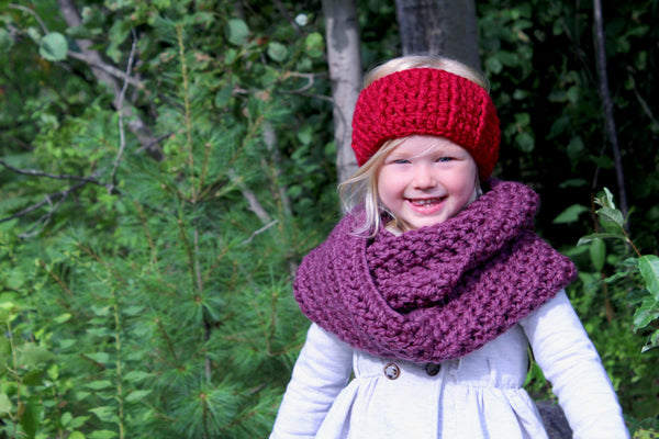Cranberry red knotted bow winter headband