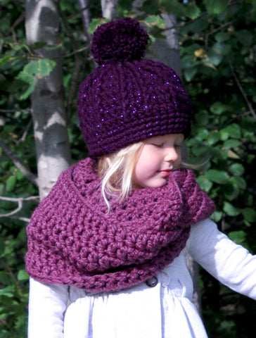 Purple plum infinity cowl winter scarf by Two Seaside Babes