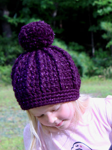 Eggplant sparkle pom beanie winter hat by Two Seaside Babes
