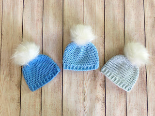 39 colors faux fur pom pom hat - blue, baby blue, and pale blue