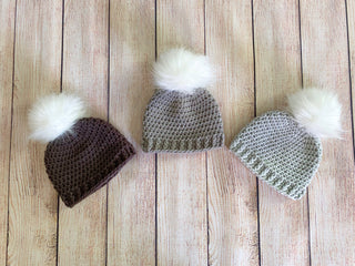 39 colors faux fur pom pom hat - charcoal gray, gray, and pale gray