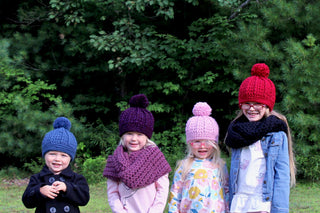 Pink blossom pom beanie winter hat