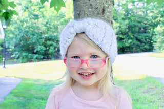 White sparkle knotted bow winter headband