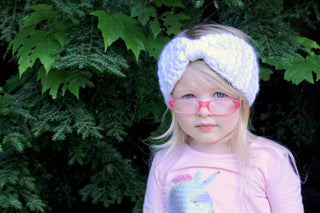 White sparkle knotted bow winter headband