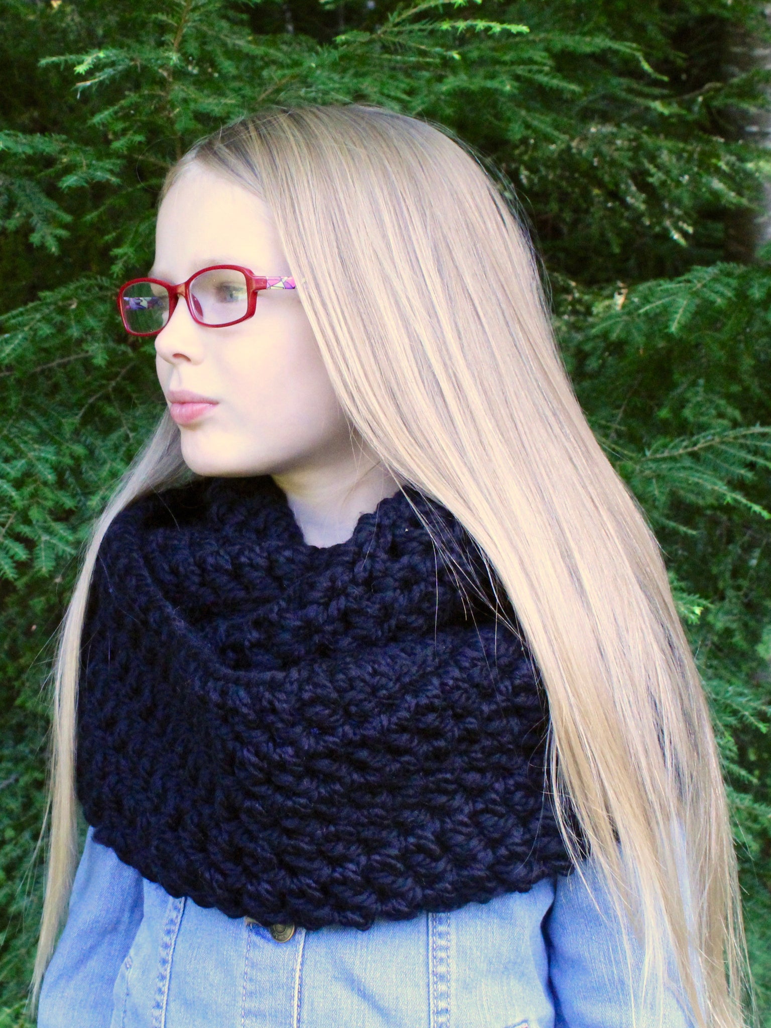 Black infinity cowl winter scarf by Two Seaside Babes