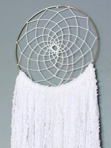 28" White Yarn Dream Catcher by Two Seaside Babes