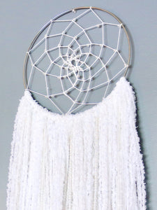 36" White Yarn Beaded Dream Catcher by Two Seaside Babes