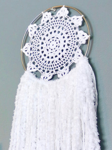 30" White Yarn Crochet Doily Dream Catcher by Two Seaside Babes