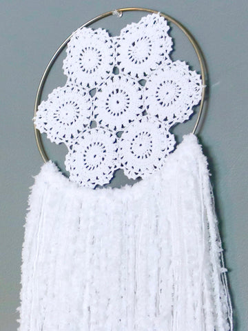 34" White Yarn Crochet Doily Dream Catcher by Two Seaside Babes