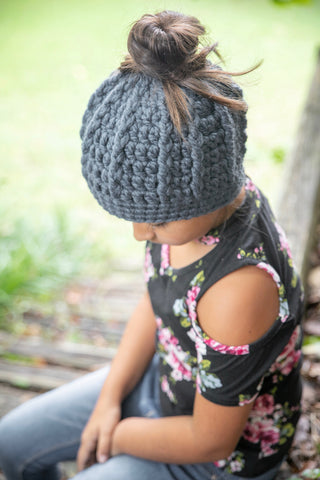 32 colors messy bun ponytail beanie winter hat