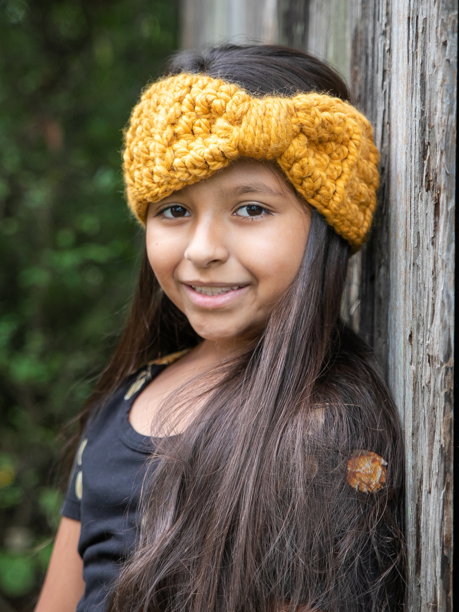 Mustard knotted bow winter headband by Two Seaside Babes