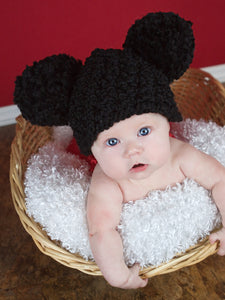 0 to 3 Month Black Pom Pom Hat by Two Seaside Babes