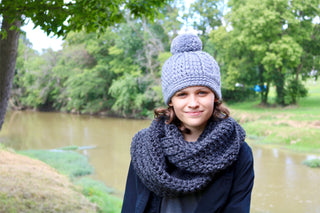 Charcoal gray infinity cowl winter scarf