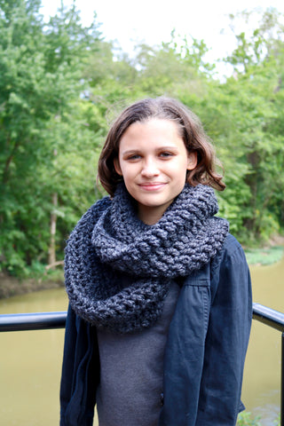 Charcoal gray infinity cowl winter scarf