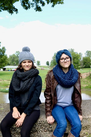 Denim blue knotted bow winter headband