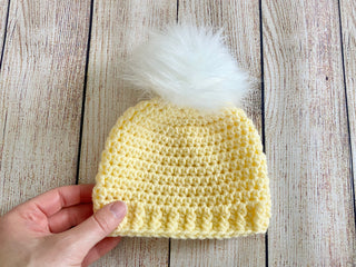 Buttercup faux fur pom pom hat