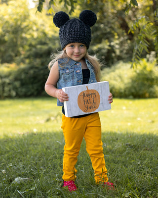 Charcoal sparkle double pom beanie winter hat