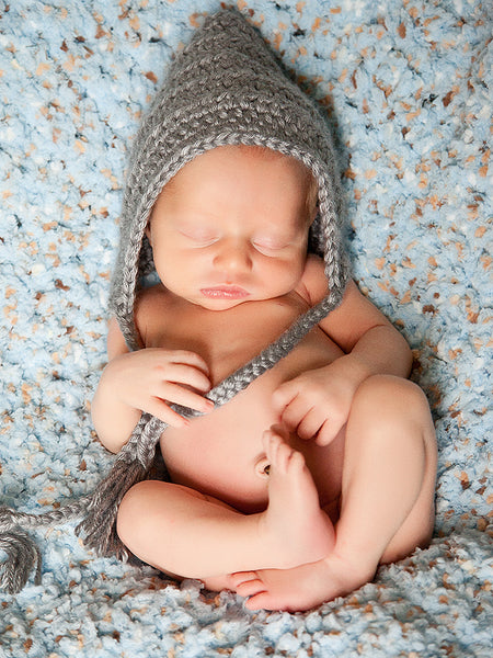 Gray Pixie Elf Baby Hat by Two Seaside Babes