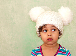 2T to 4T White Pom Pom Hat