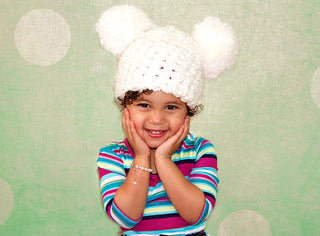 2T to 4T White Pom Pom Hat