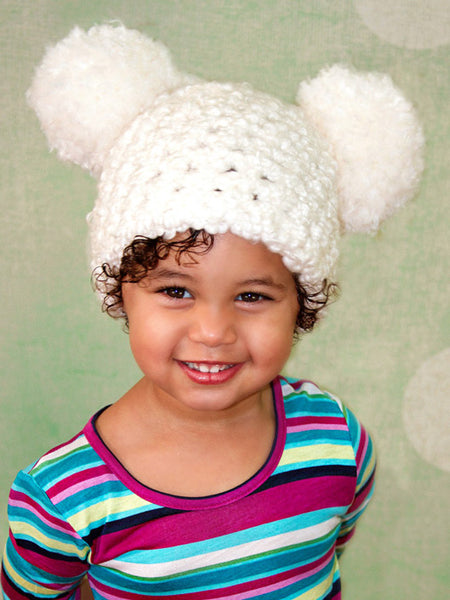 2T to 4T White Pom Pom Hat by Two Seaside Babes