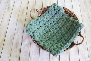 Sage green newborn photo prop chunky bump layer