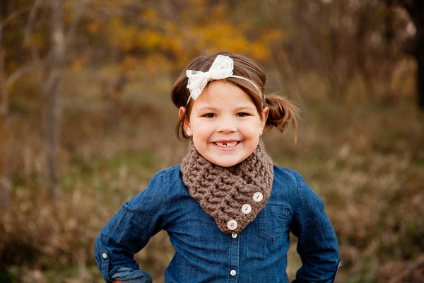 4T to Preteen Kids Taupe Button Scarf