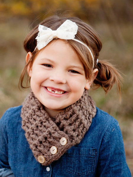 4T to Preteen Kids Taupe Button Scarf by Two Seaside Babes