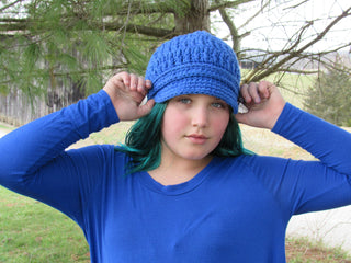 Cobalt blue buckle newsboy cap