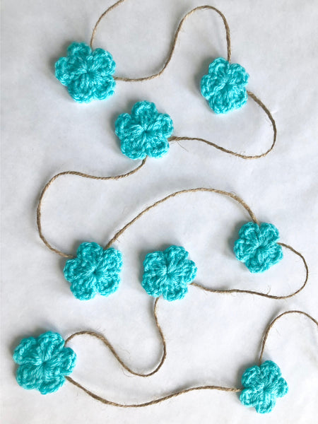 Aqua blue Spring & Easter flower farmhouse garland by Two Seaside Babes