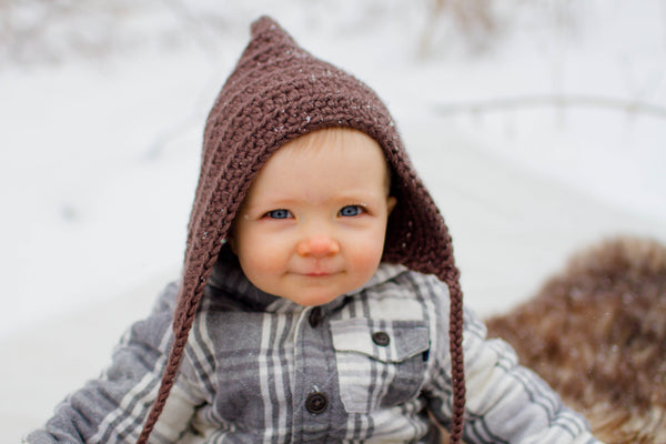 Taupe pixie elf hat